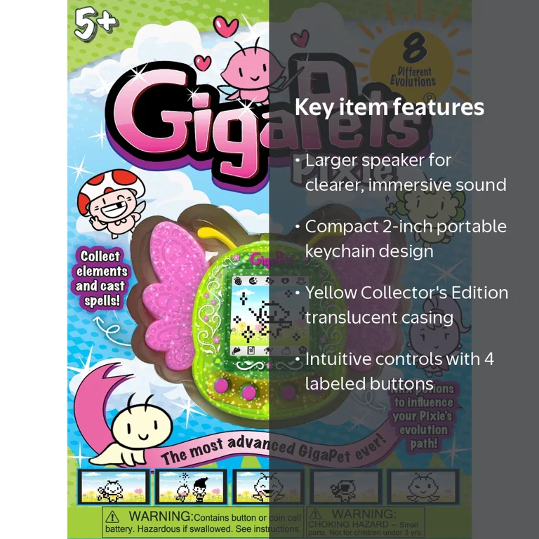 その他 GigaPets Pixie Top Secret Toys Giga Pets AR Pixie Virtual Pet, Yellow
