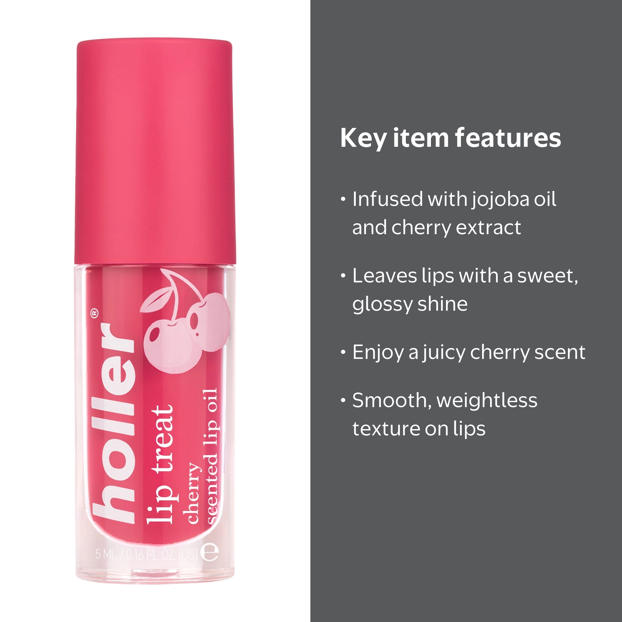 Holler Lip Treat Cherry Crush Cherry Lip Oil, 0.16 fl oz - Walmart.com