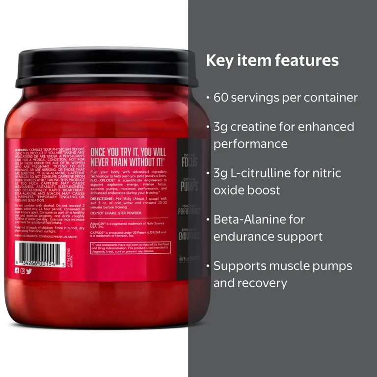 BSN, N.O. Xplode Pre-Workout Supplement, Blue Raz, 90 count