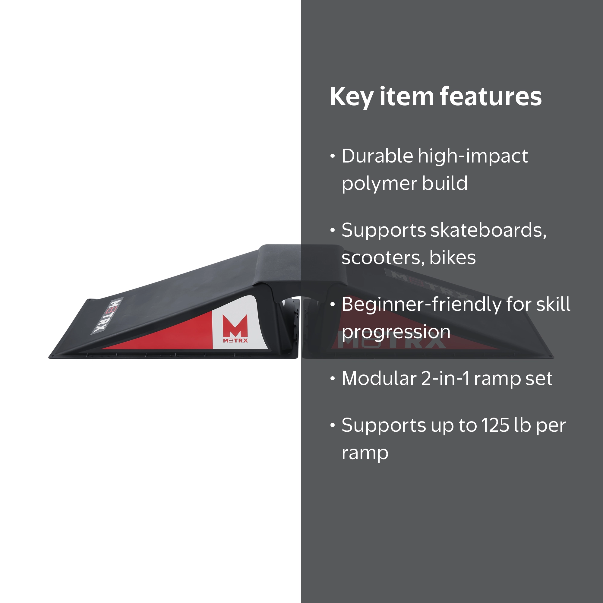 M8TRX SPORTS 2-in-1 Skateboard and Bike Ramp, Scooter Compatible