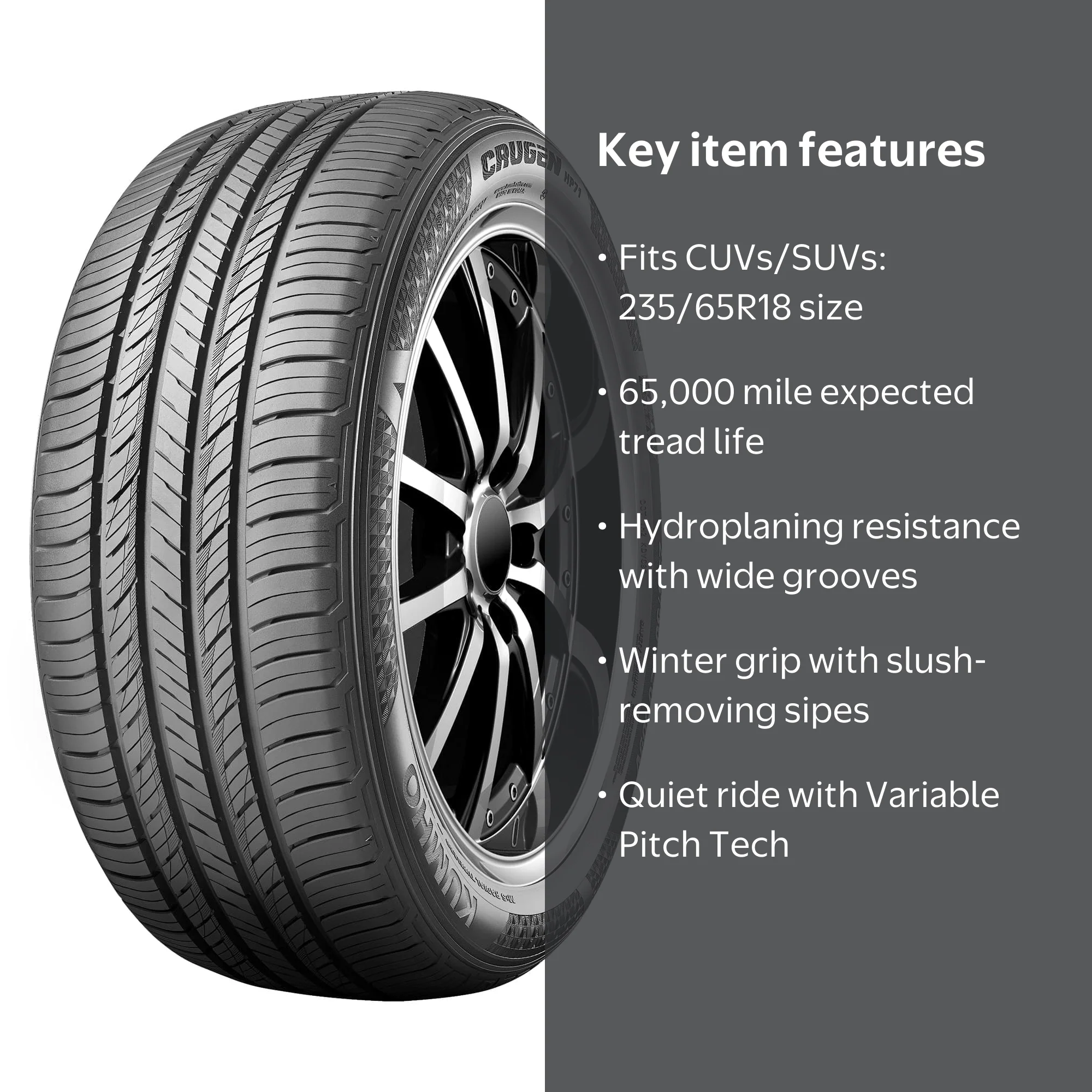 Kumho Crugen HP71 235/65R18 110V XL All-Season Tire for SUV