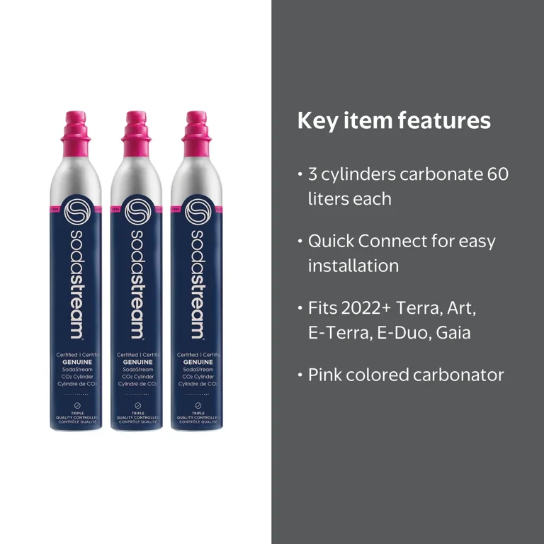 SodaStream, Co2 Carbonator Set, 60L Pink, Set of 3 - Walmart.com