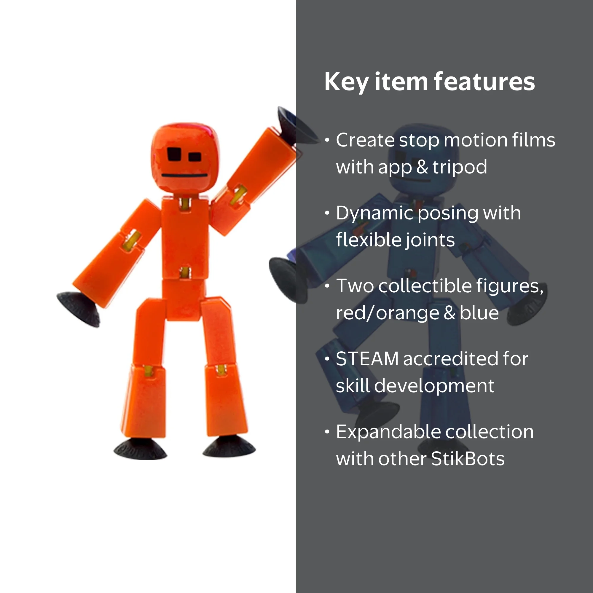 ZING, StikBot Dual Pack, Includes 2 Silver Collectible Action