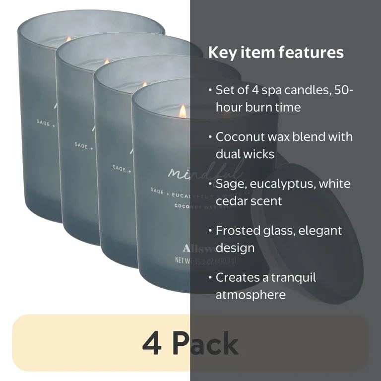 Allswell Mindful Spa Candle - 15.2oz 2-Wick Coconut Wax - Walmart.com