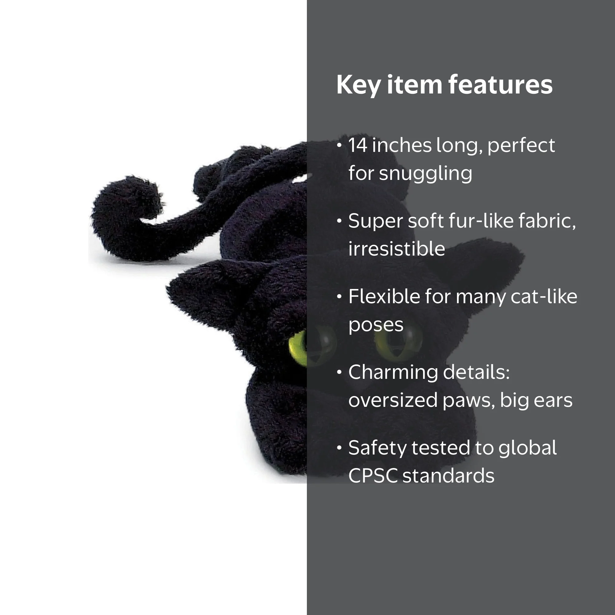 Manhattan Toy, Lanky Cats Ziggy Black Cat Stuffed Animal, 14