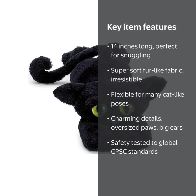 Manhattan Toy, Lanky Cats Ziggy Black Cat Stuffed Animal, 14