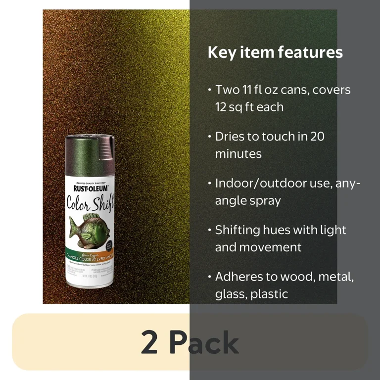 2 pack) Green Copper, Rust-Oleum Color Shift Spray Paint-372478