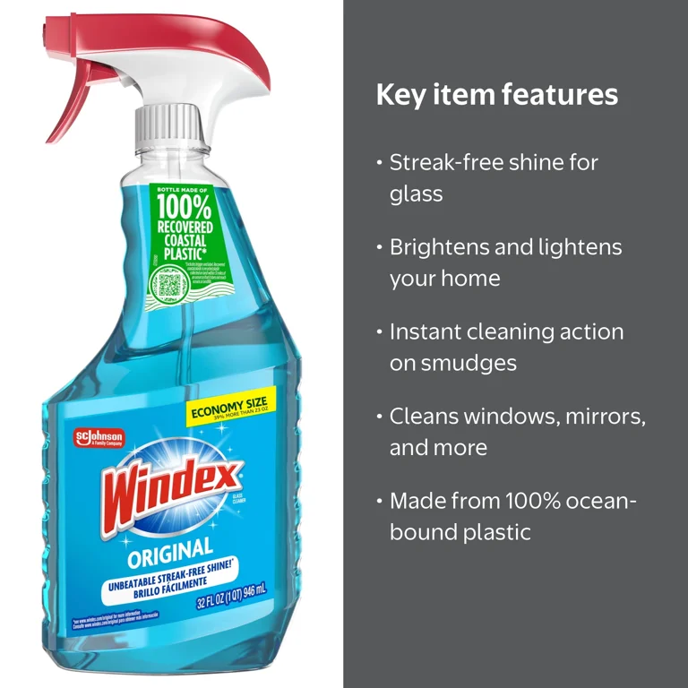 8 pack) Windex® Glass & Window Cleaner, Original Blue, Spray