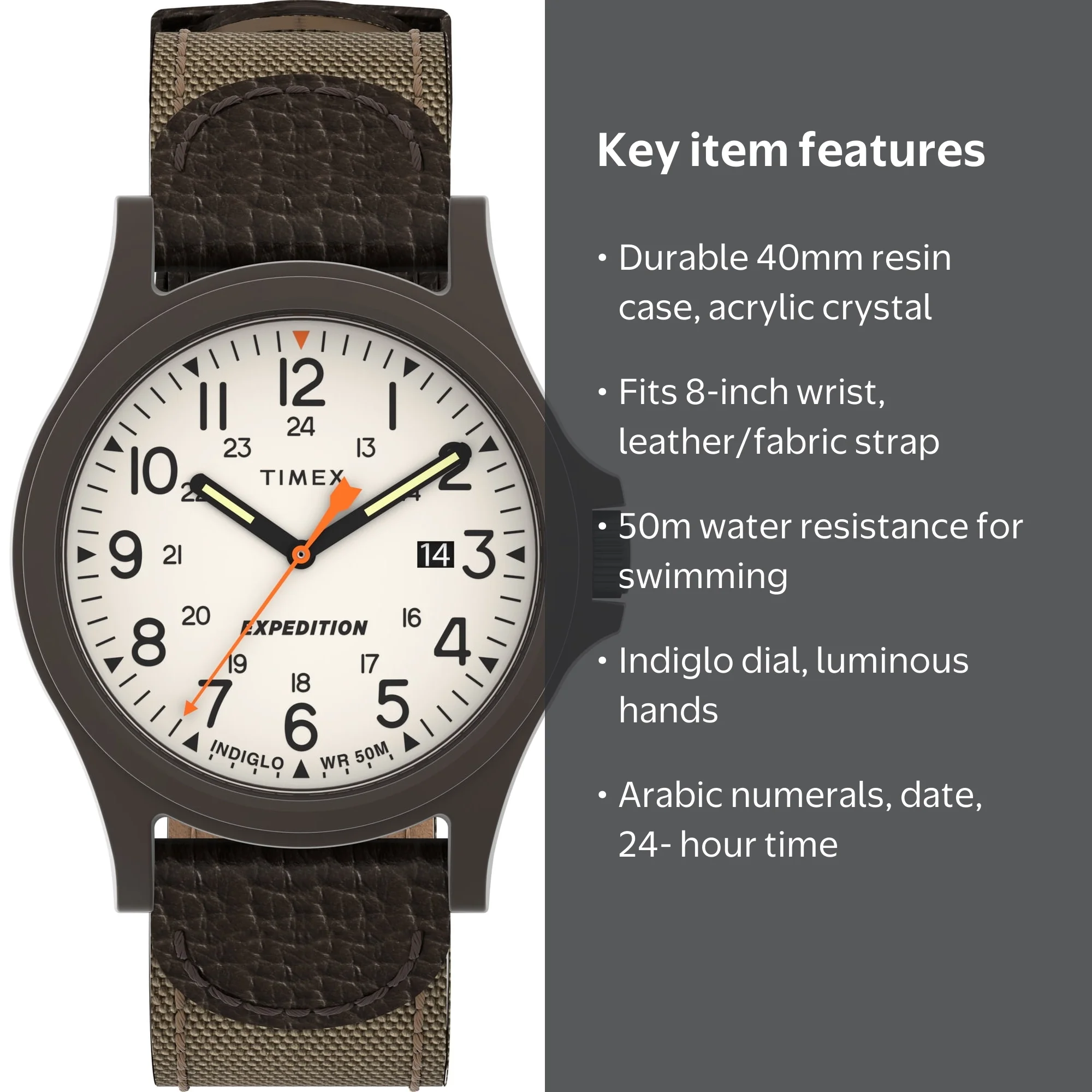 Timex Men's Expedition Acadia 40mm Watch – Brown Case Natural Dial