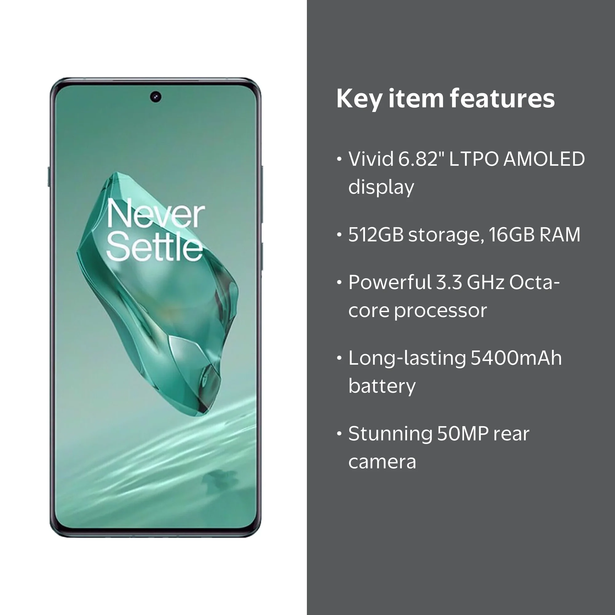 OnePlus 12 5G Smartphone, 512GB ROM + 16GB RAM, Flowy Emerald