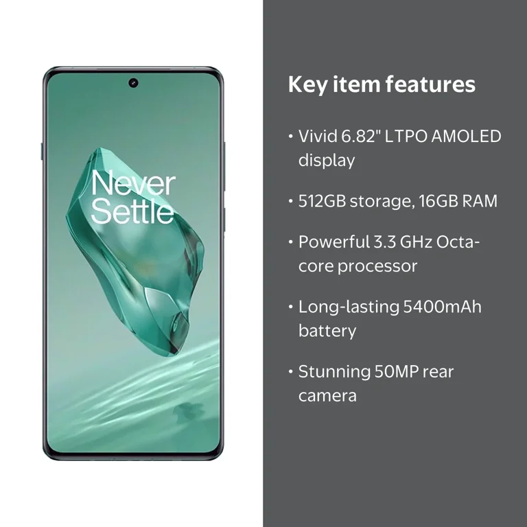 OnePlus 12 5G Smartphone, 512GB ROM + 16GB RAM, Flowy Emerald