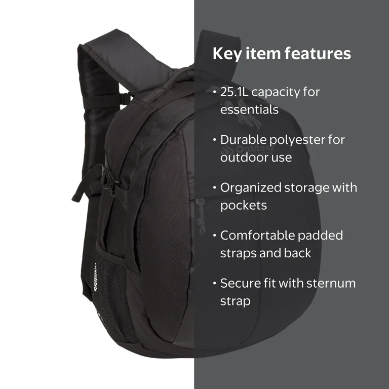 Outdoor Products 25 Ltr Traverse Backpack, Black, Unisex, Adult