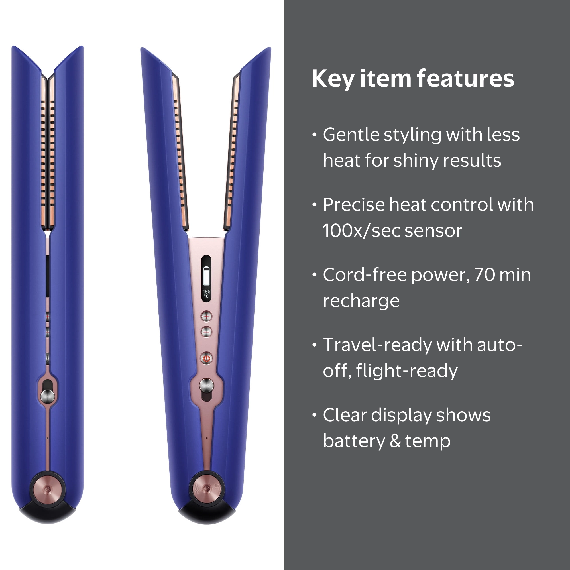 Dyson Corrale Straightener, Vinca Blue Rose, Refurbished, Flexing