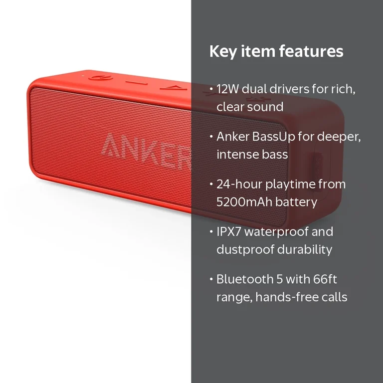 Soundcore, Portable Bluetooth Speaker, Waterproof, 24-Hour