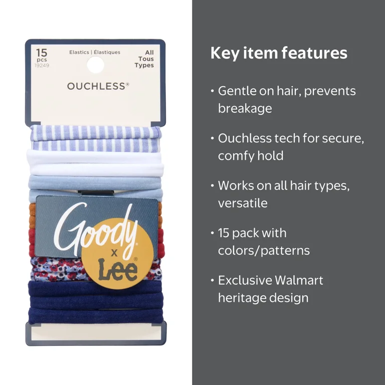 Goody Lee Seamless Hair Elastics, Gentle Hold No-Snag Bands for