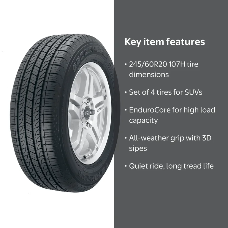 Yokohama Geolandar H/T G056 Tires Set, 245/60R20 107H, Fits Toyota