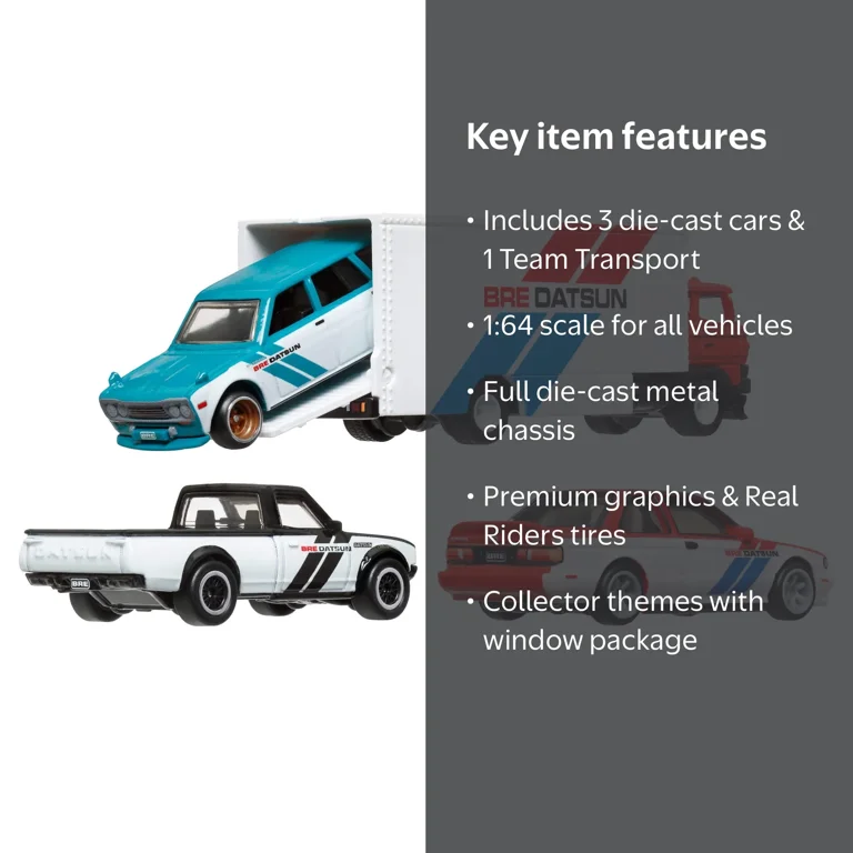 Hot Wheels Premium Collector Display Sets, 3 Cars and 1