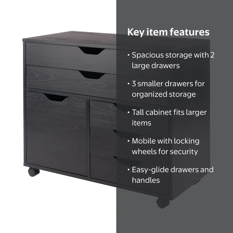 Winsome, Mobile Storage Cabinet, 20633, Black Finish - Walmart.com