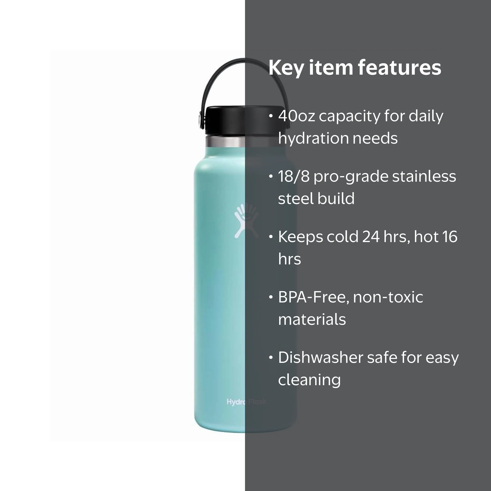 HYDRO FLASK Wide Mouth 40 oz Multicolor pro-grade stainless steel