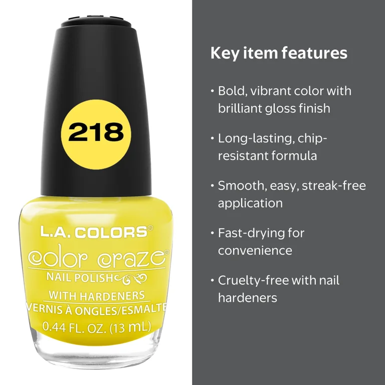 L.A. COLORS Color Craze Nail Polish, Sunshine, 0.44 fl oz