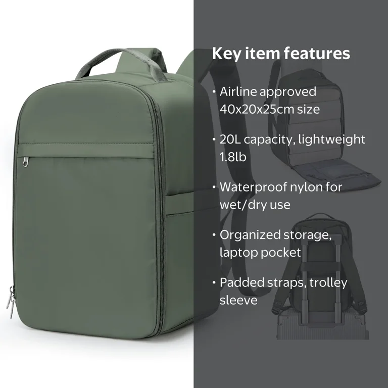 airline travel size backpacks Backpack for Women Approved Carry On Backpack with Shoe Pouch,TSA 15.6inch Laptop Mochila Flight Approved Personal Item Bag for Weekender Overnight Bags Bookbag Travel Essentials,Beige : Clothing, Shoes & This Casual backpack is made of made of durable waterproof nylon fabrics Carry On Backpack, 50L Travel