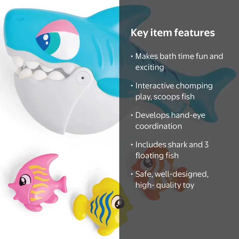Kidoozie Splish 'n Splash Chomping Shark, Bathtime Tub Toy for