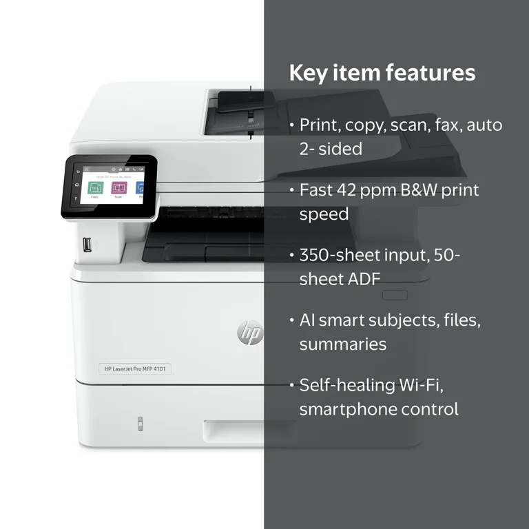 HP, LaserJet Pro MFP 4101fdw, Wireless, Fast speeds - Walmart.com
