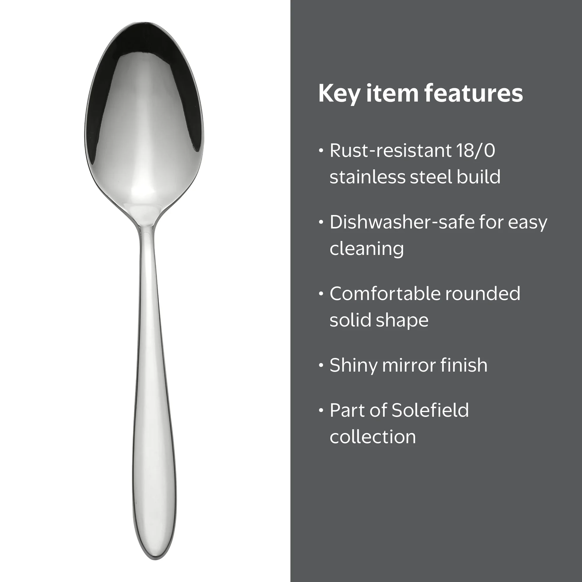 Oneida Solefield Stainless Steel Dinner Spoon, 18/0 mirror finish