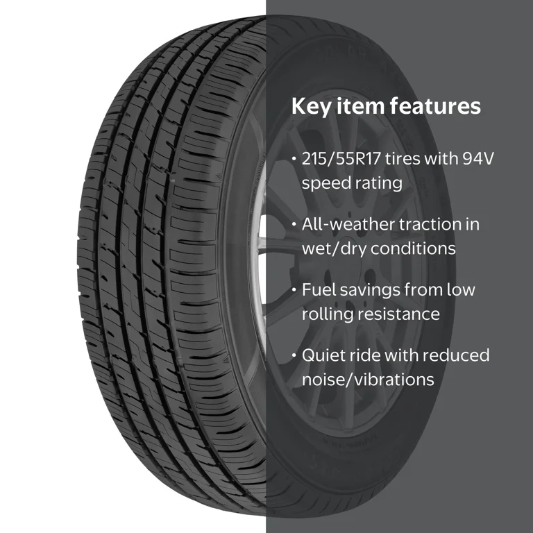 Solar 4XS+ All Season 215/55R17 94V Tire, High Performance, 45,000