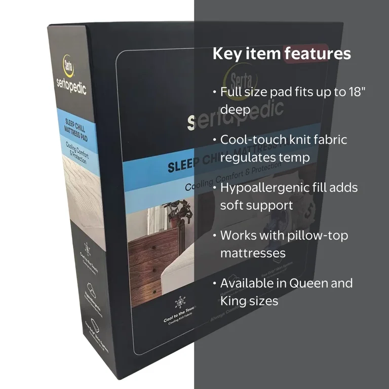 Sertapedic Sleep Chill Cooling Mattress Pad, Full - Walmart.com