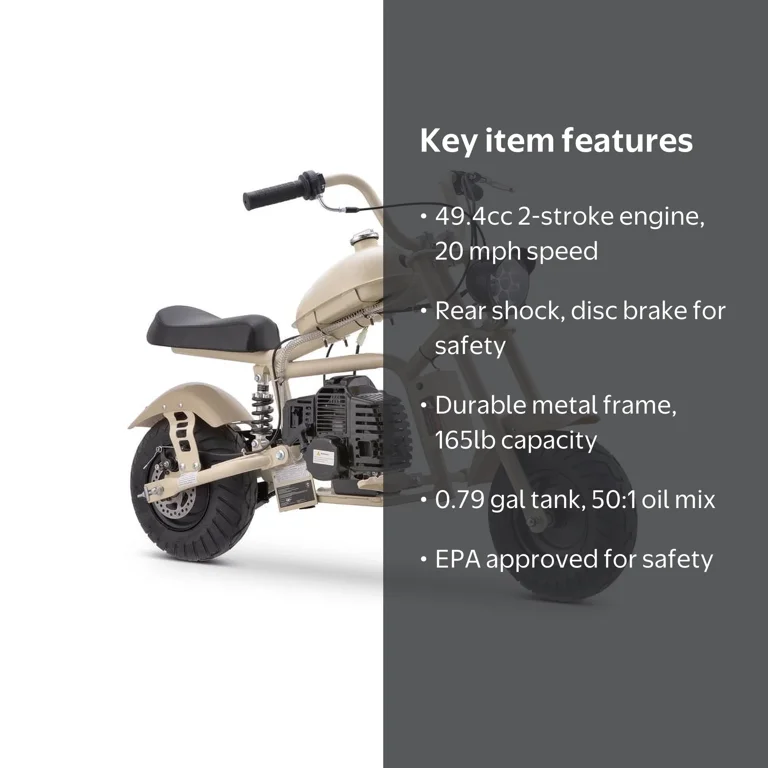 HOVER HEART, Gas Mini Chopper Bike, DB003 Model, Beige - Walmart.com
