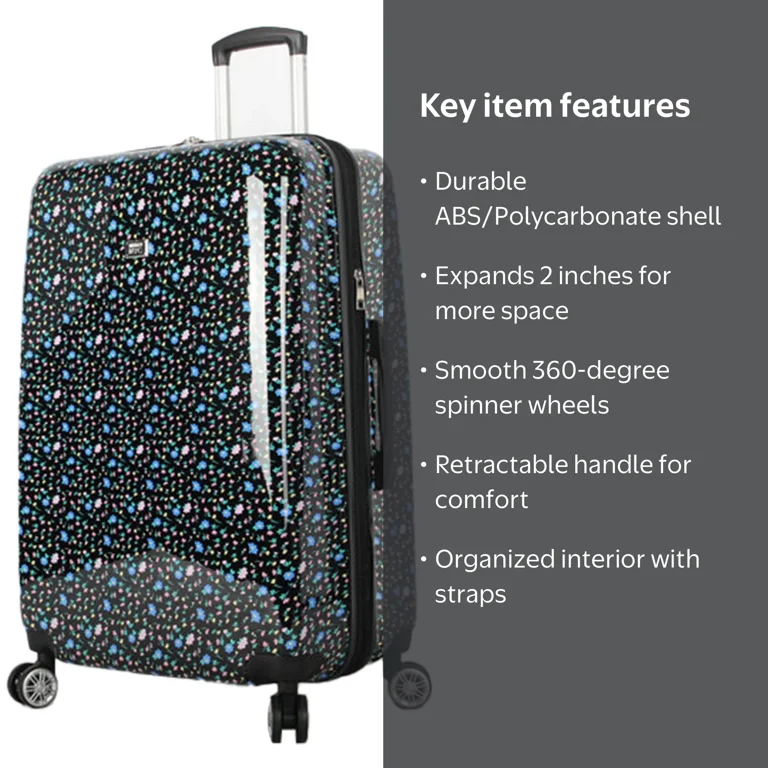 MADDEN NYC Hard Side Checked Luggage 28 Floral Print - Walmart.com