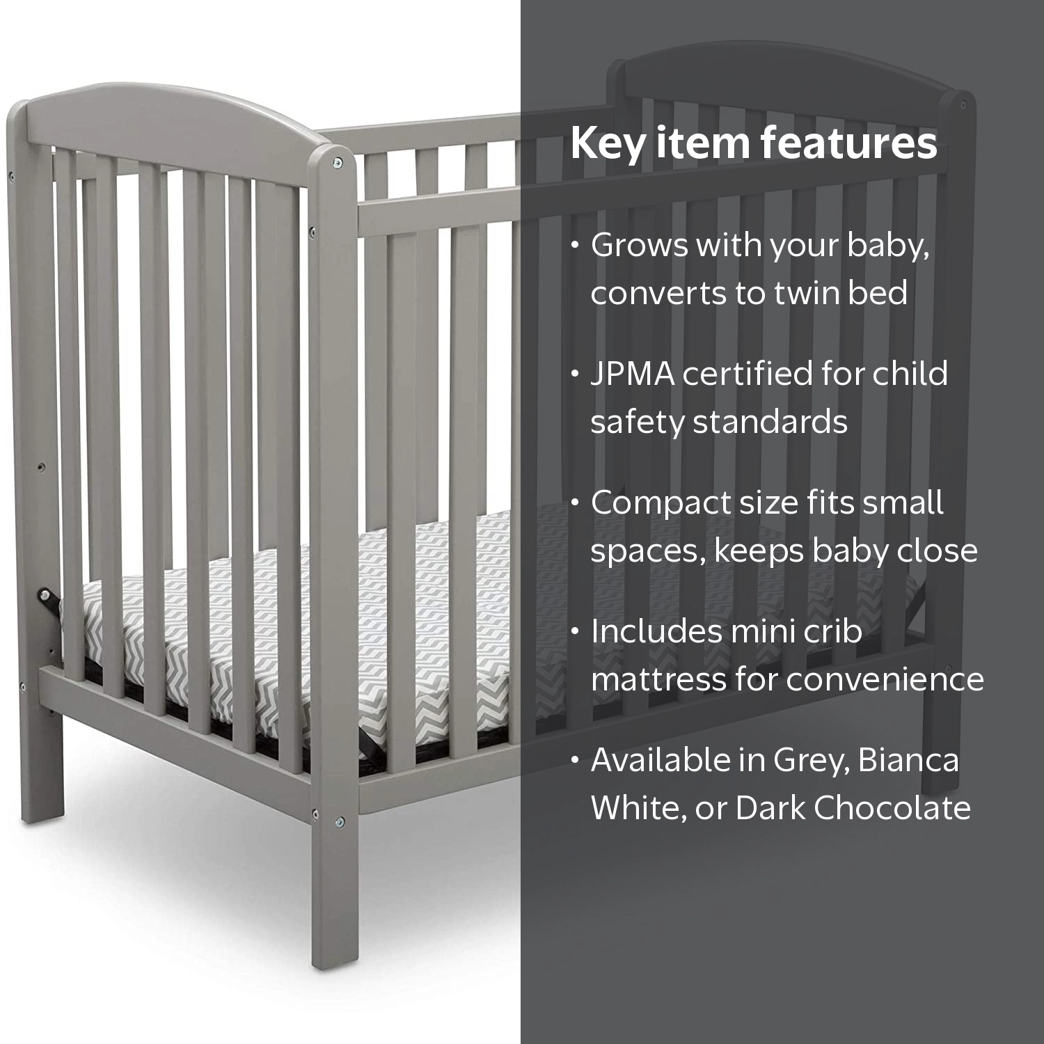 Delta Children NEW Gateway Mini Convertible Baby Crib with
