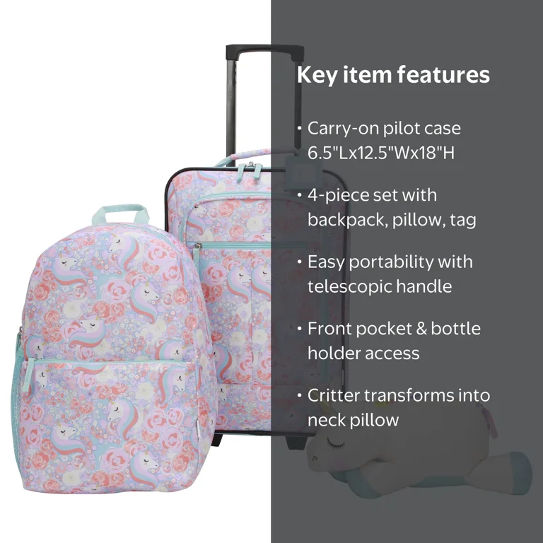 CRCKT 4-Piece Softside Kids Luggage Set, Includes 18