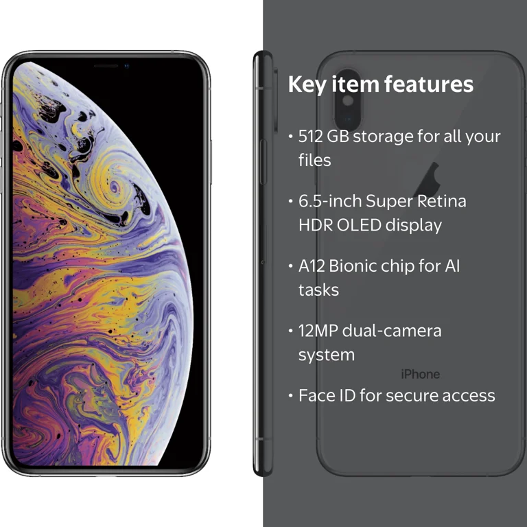 Restored Apple iPhone XS MAX - Carrier Unlocked - 512 GB Silver