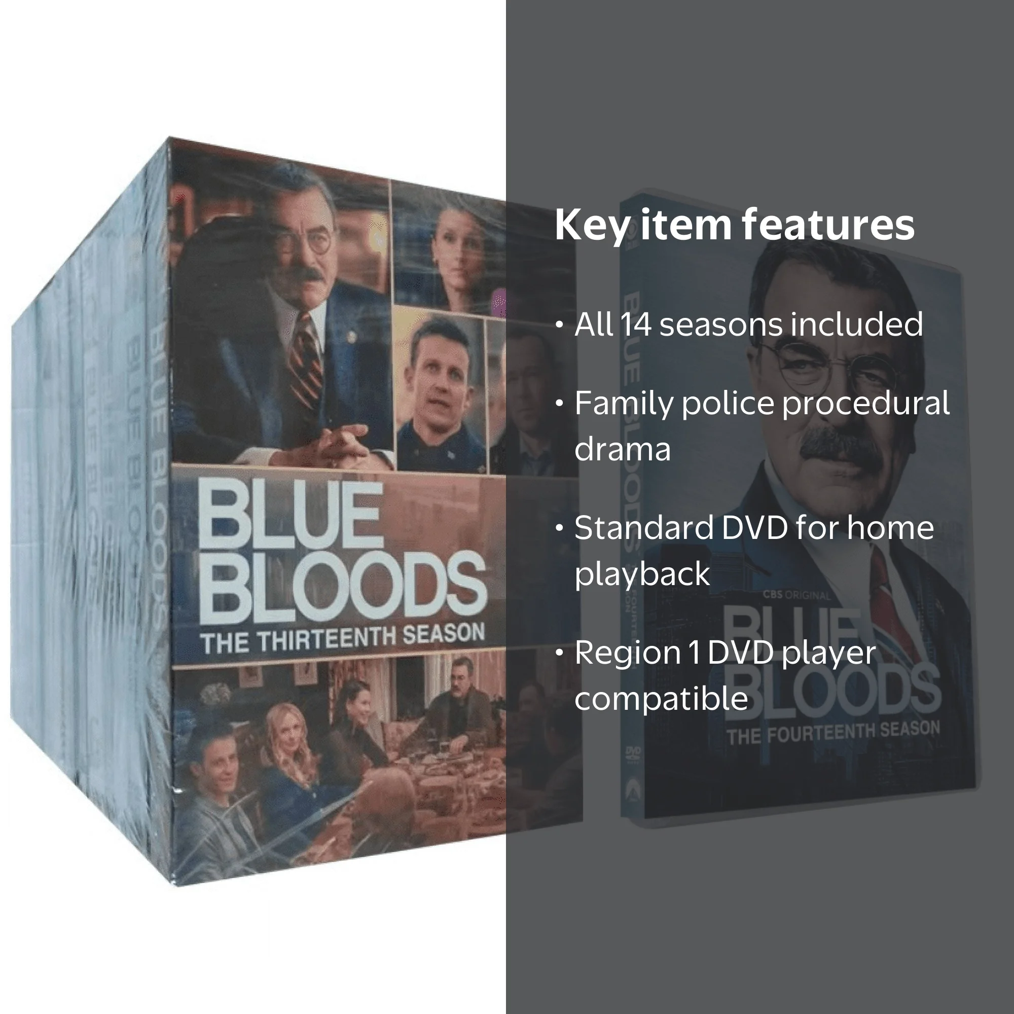 AZMedia Blue Bloods Complete Series, Seasons 1-14 DVD, Family
