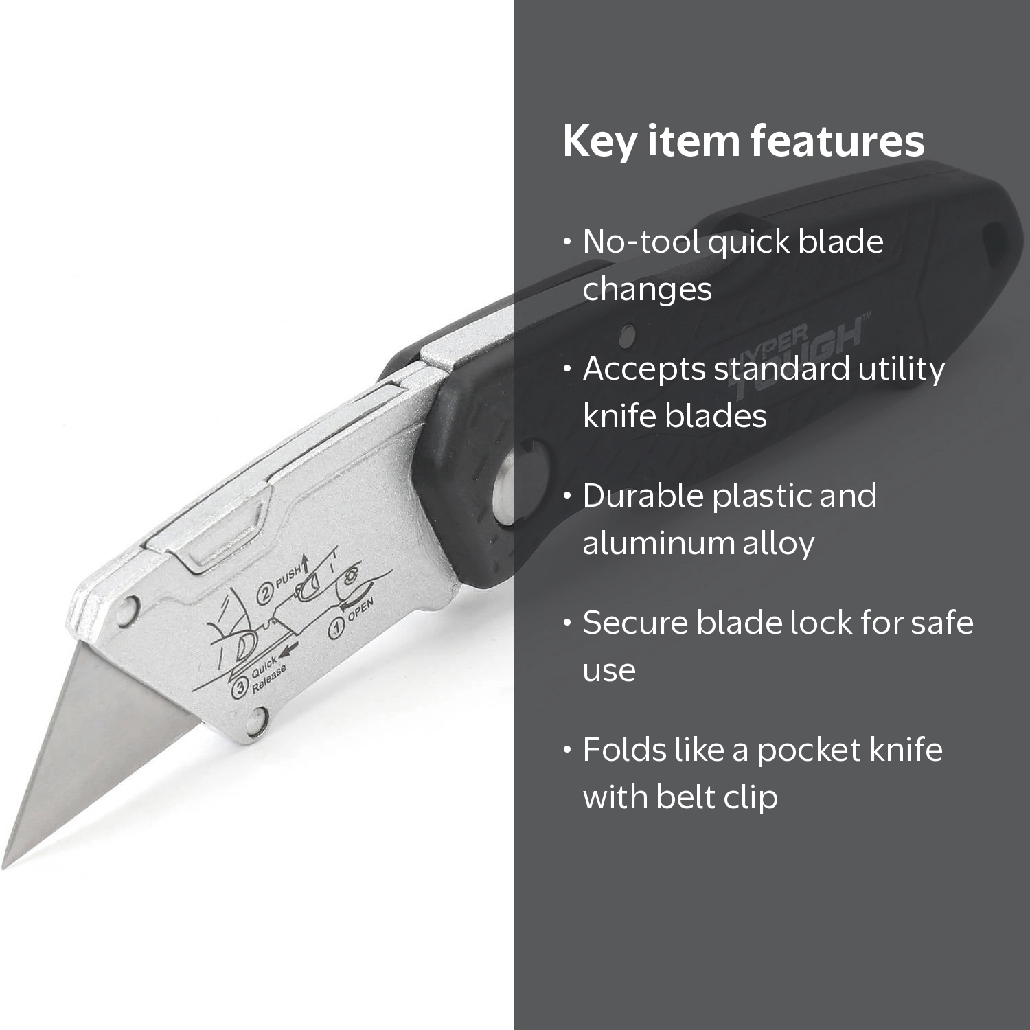 TOUGH 43 シルバー トラック 1/43(ヒロタカ) Hyper Tough Folding Utility Knife 6834 - Walmart.com
