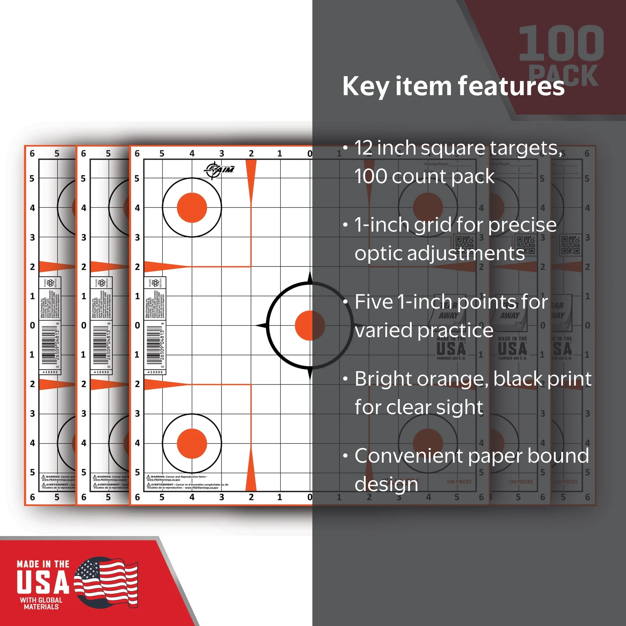 Ez Aim Paper Sight-in Shooting Targets, 12