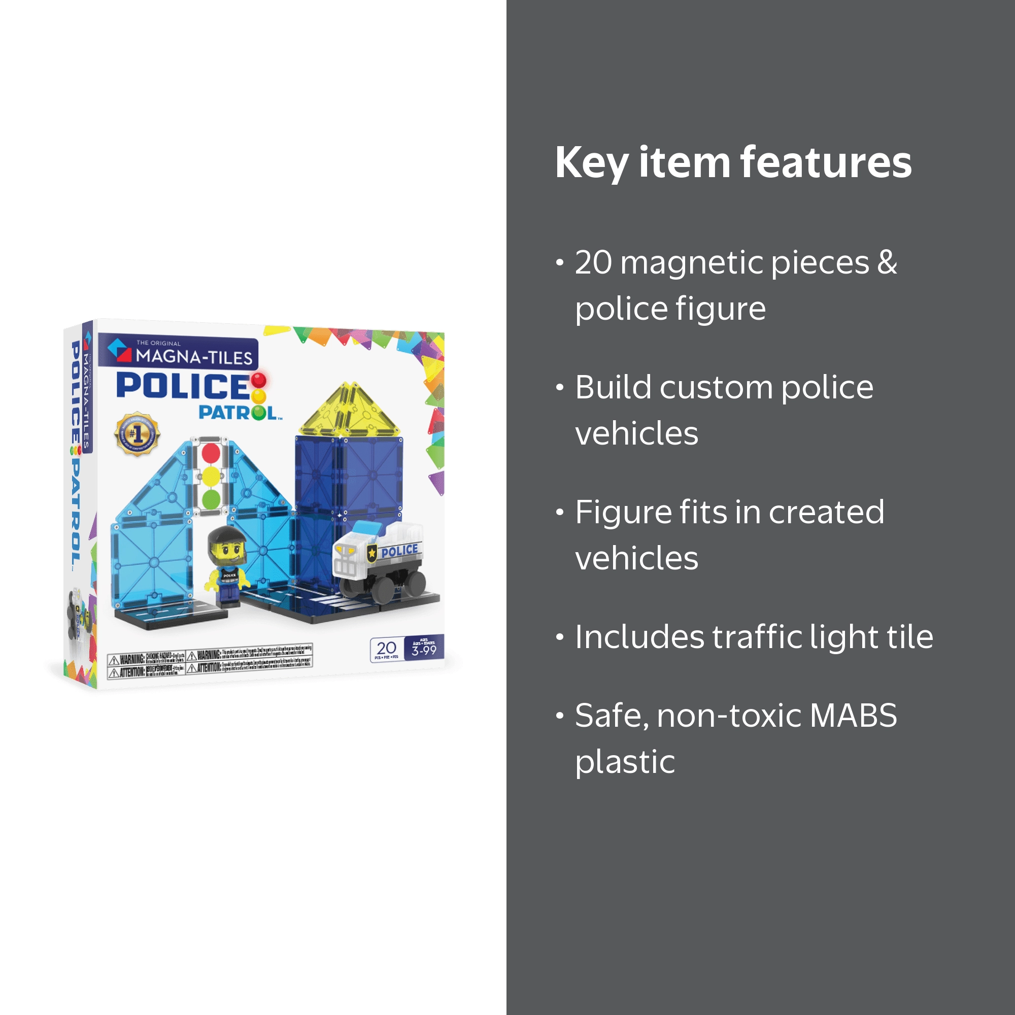 MAGNA-TILES¬Æ Police Patrol 20-Piece Magnetic Construction Set