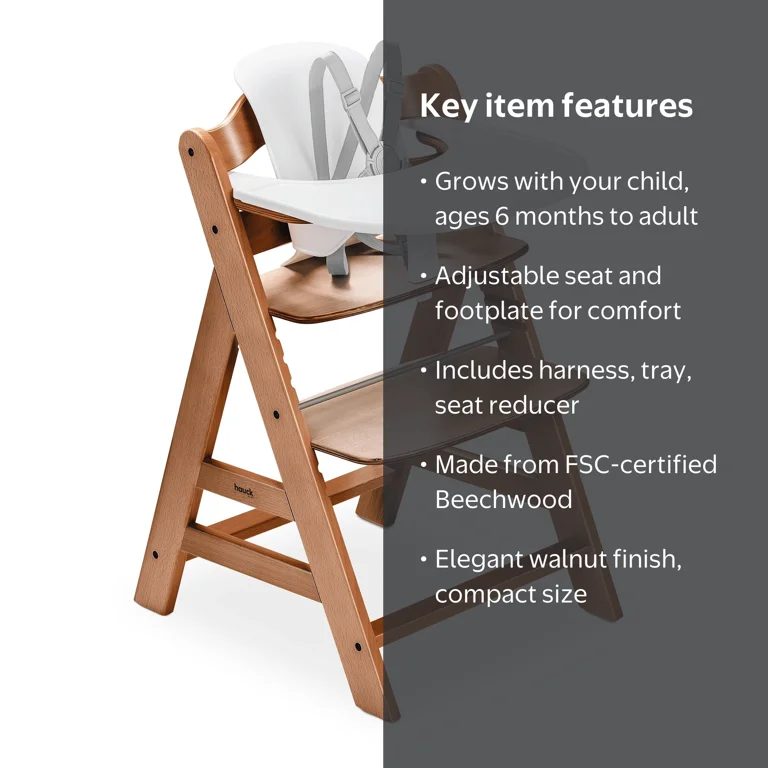 hauck Alpha+ Adjustable Wooden High Chair Set, Walnut - Walmart.com