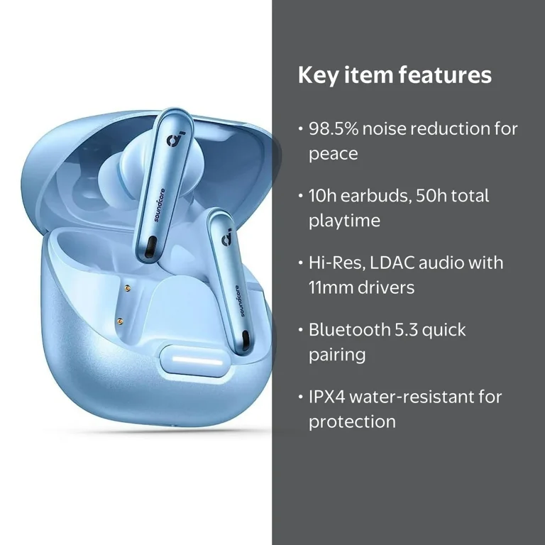 Soundcore Liberty 4 NC Noise Cancelling Bluetooth Earbuds, 50H