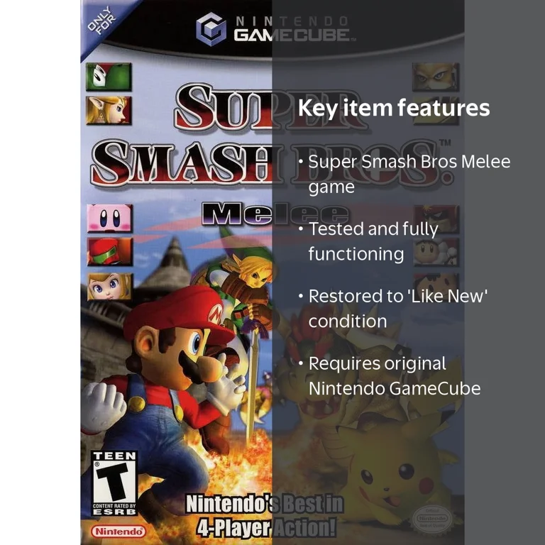 Nintendo GameCube Restored Super Smash Bros Melee, Video Game