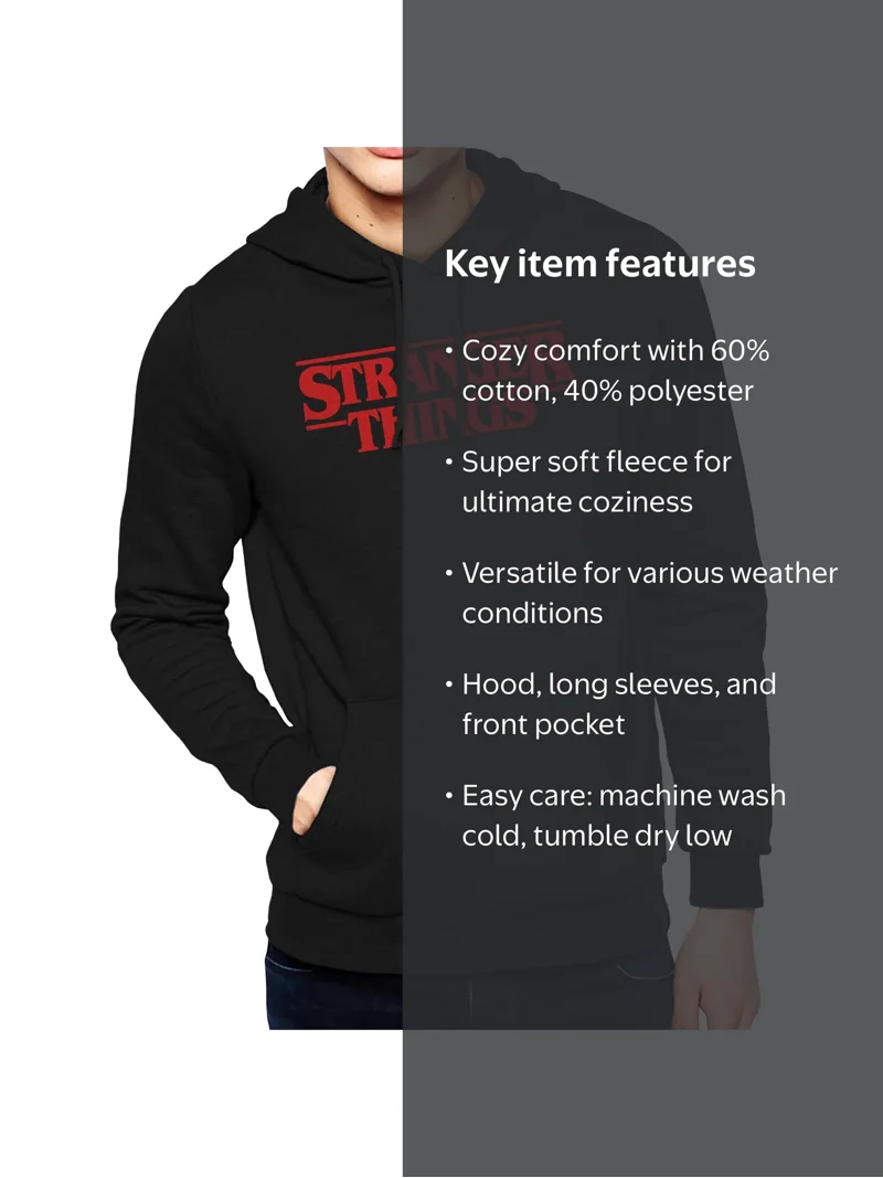 Netflix Stranger Things Men's Logo Long Sleeve Fleece Hoodie
