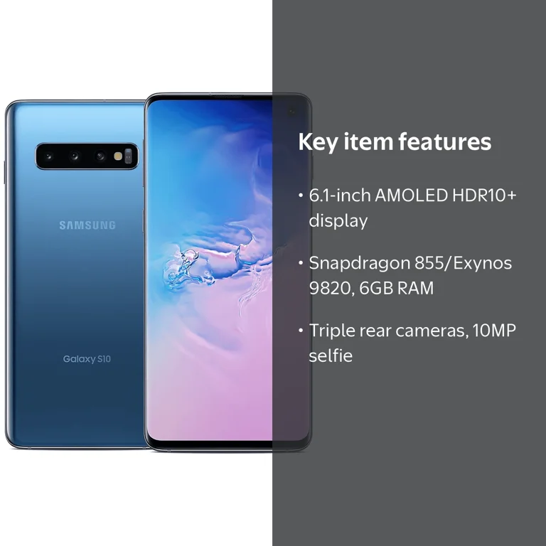 Pre-Owned SAMSUNG Galaxy S10 G973U 128GB, Prism Blue Fully