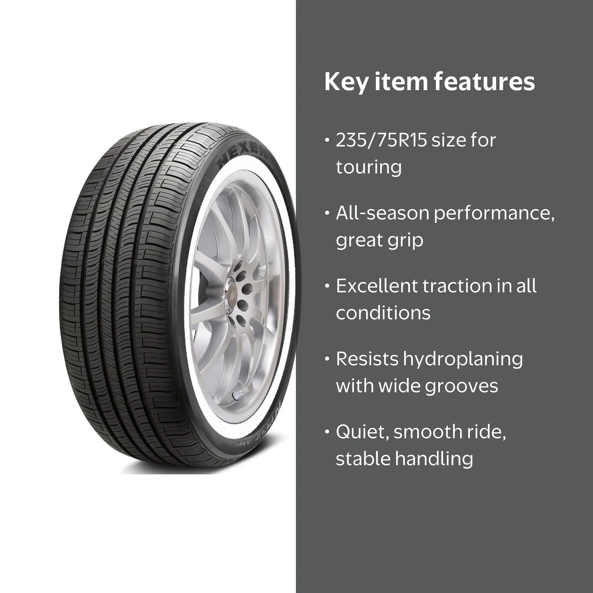 Nexen, All Season Tires, 235/75R15 109S, White Wall - Walmart.com