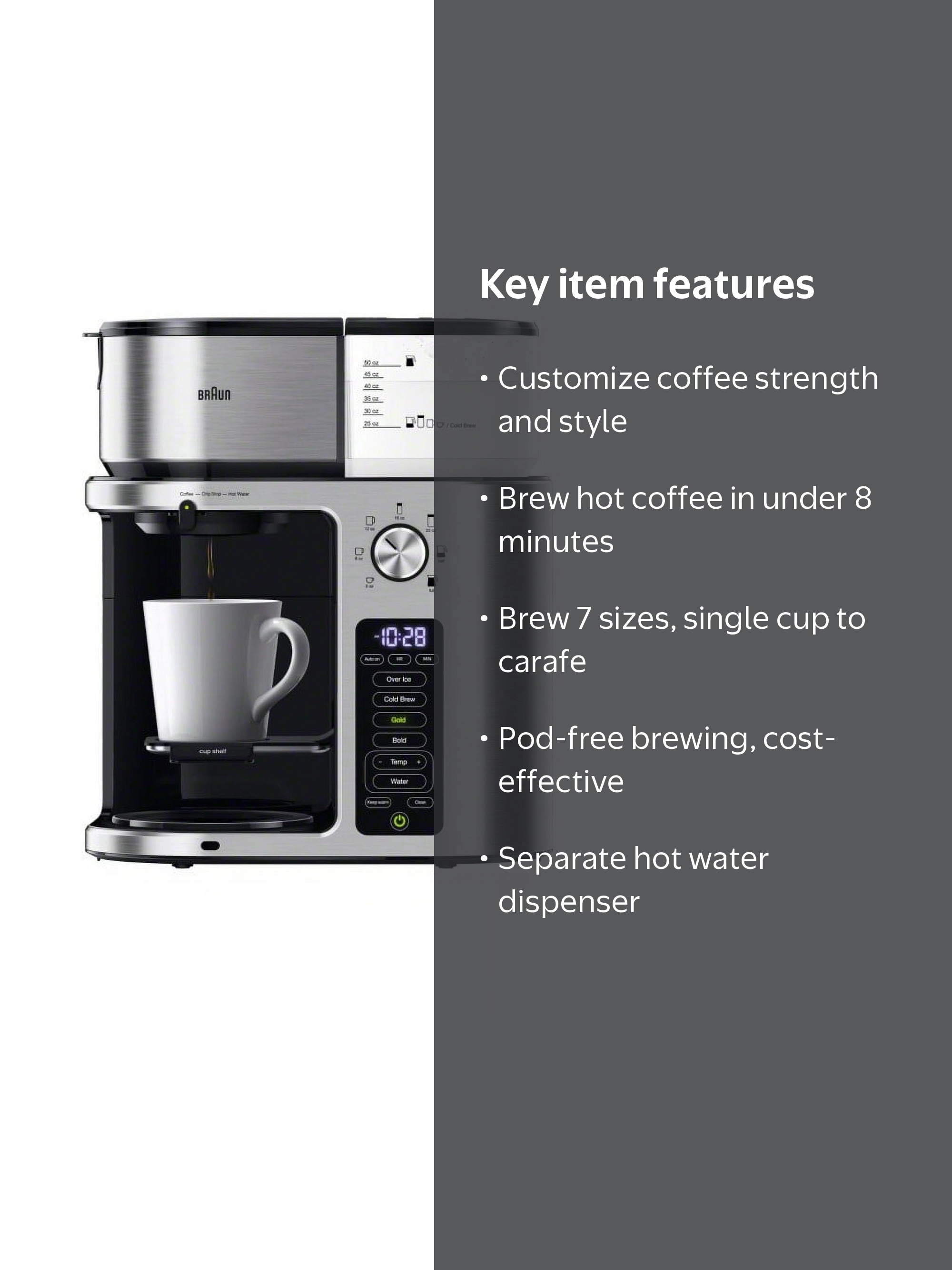 Free Shipping! Braun MultiServe Plus 10- Cup Pod Free Drip Coffee