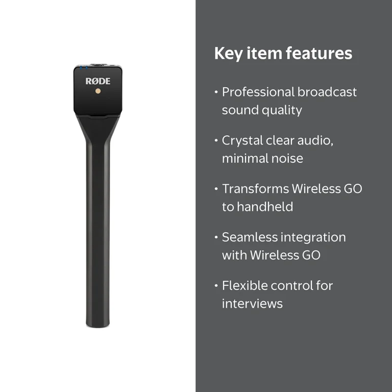 Rode INTERVIEWGO Handheld Adaptor For Wireless GO, Black, Enhanced