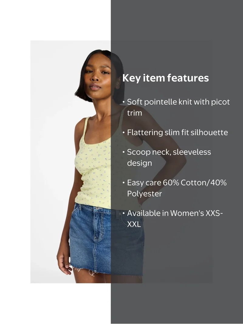 No Boundaries Pointelle Tank Top, Women's XXS-XXL - Walmart.com