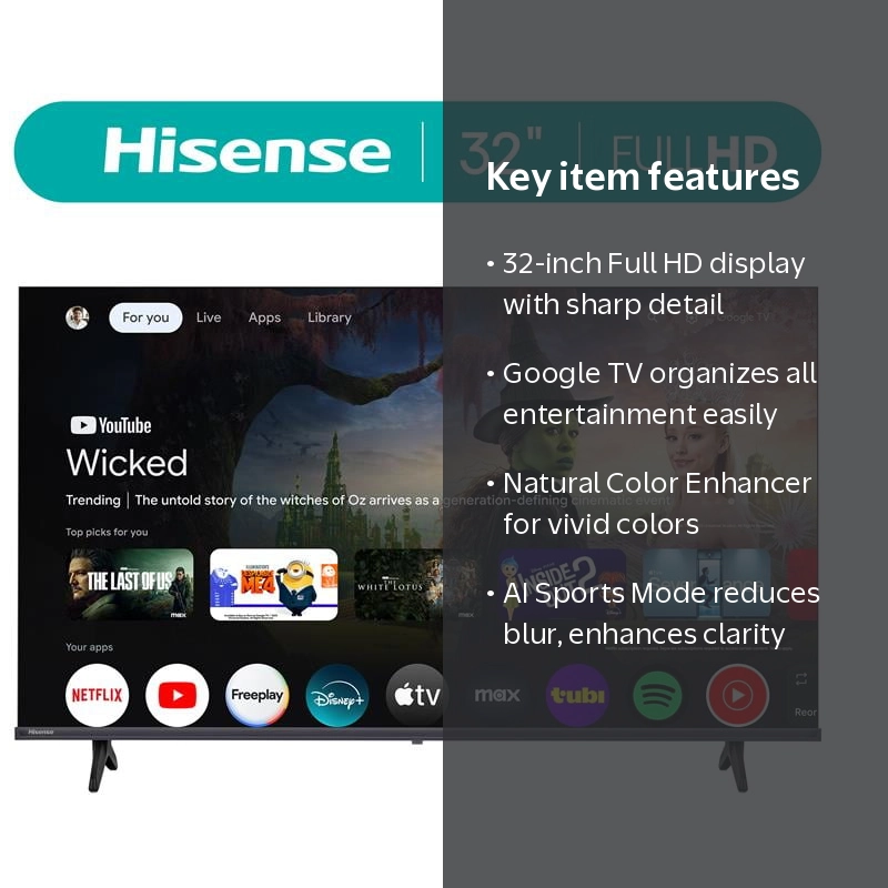 Hisense 32 inch Full HD Smart Google TV (32H40G) - FHD Resolution