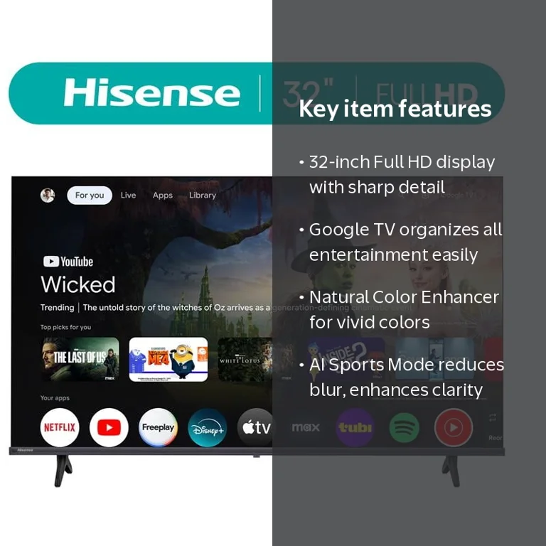 Hisense 32 inch Full HD Smart Google TV (32H40G) - FHD Resolution